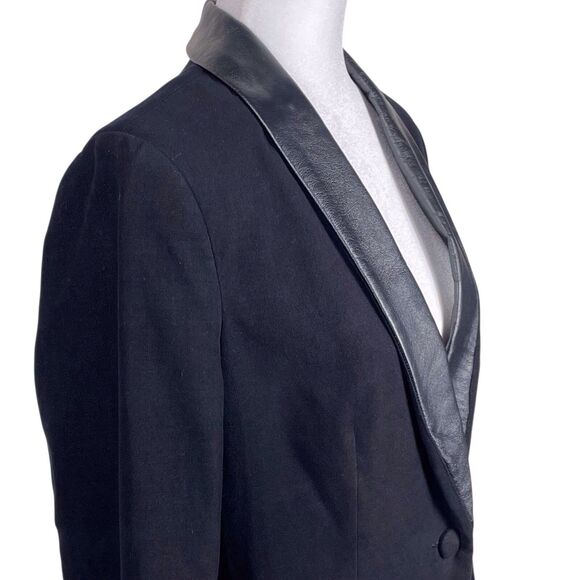 AG Adriano Goldschmied Black Tuxedo Blazer Leather Lapel Size Medium EUC - Picture 9 of 16